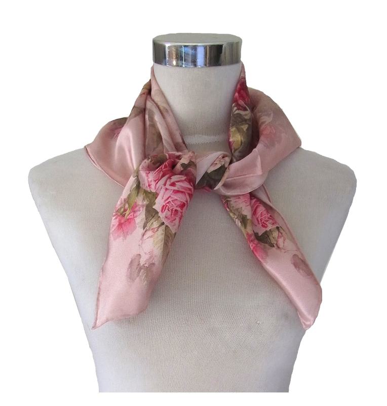 Nickituch Seide Satin Rose Blume Rot Lila
